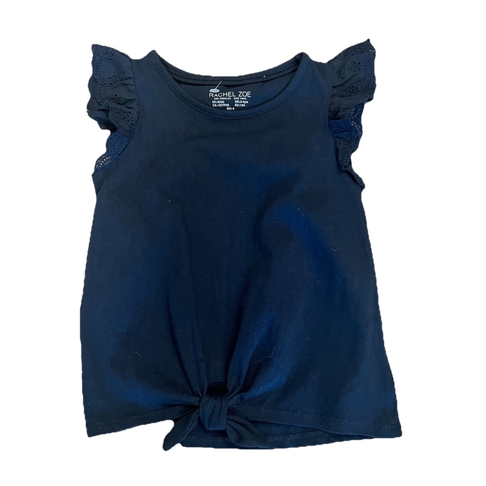 Rachel Zoe Black Lace Eyelet flutter sleeve Knotted toddler girls's Size 4T NEW